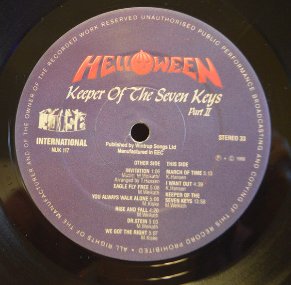 Helloween : Keeper Of The Seven Keys (Part II) (LP, Album, Gat)