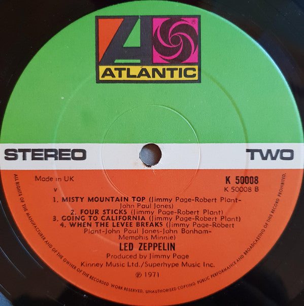 Led Zeppelin : Untitled (LP, Album, M/Print, RE, ALL)