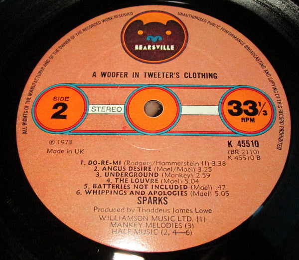 Sparks : A Woofer In Tweeter's Clothing (LP, Album)