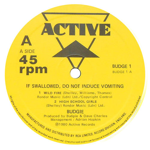Budgie : If Swallowed, Do Not Induce Vomiting (12", EP)