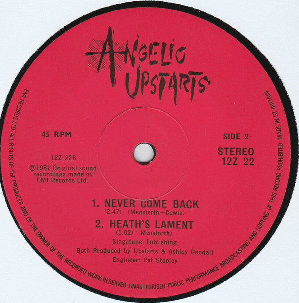 Angelic Upstarts : I Understand (12", Single)