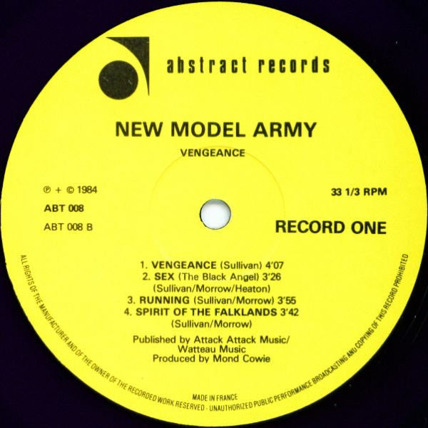 New Model Army : Vengeance (LP, Album, RP, Yel)