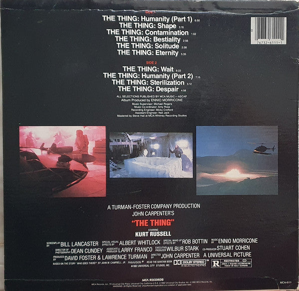 Ennio Morricone : The Thing (Music From The Motion Picture) (LP, Album, Promo, Pin)