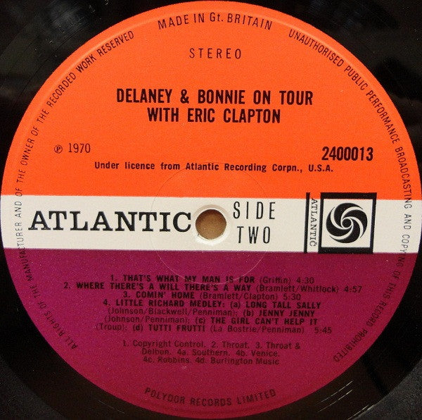 Delaney & Bonnie & Friends With Eric Clapton : On Tour (LP, Album)