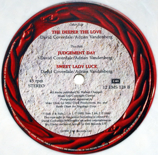 Whitesnake : The Deeper The Love (12", Single, Ltd, Whi)