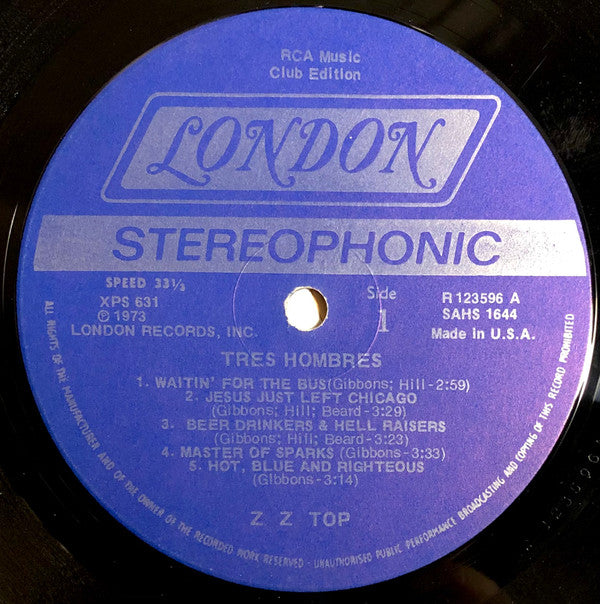 ZZ Top : Tres Hombres (LP, Album, Club, M/Print)