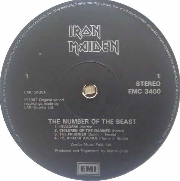 Iron Maiden : The Number Of The Beast (LP, Album, RE, Bla)