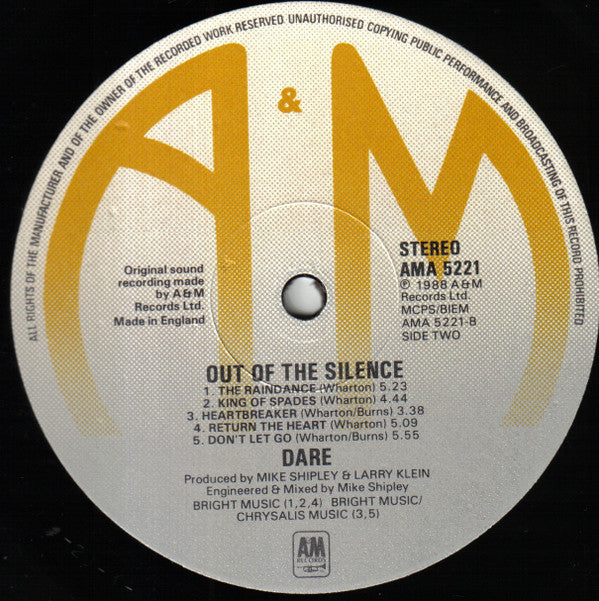 Dare (2) : Out Of The Silence (LP, Album)