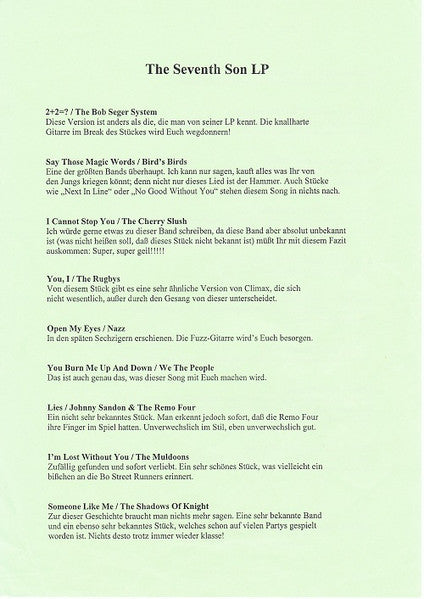 Various : The Seventh Son (18 Floor Shakin' Tracks) (LP, Album, Comp, Promo, Unofficial)
