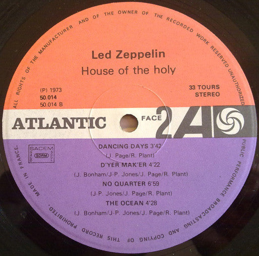 Led Zeppelin : House Of The Holy (LP, Album, Pur)