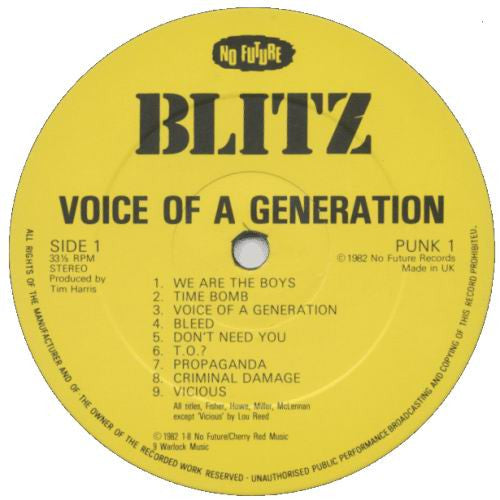 Blitz (3) : Voice Of A Generation (LP, Album)