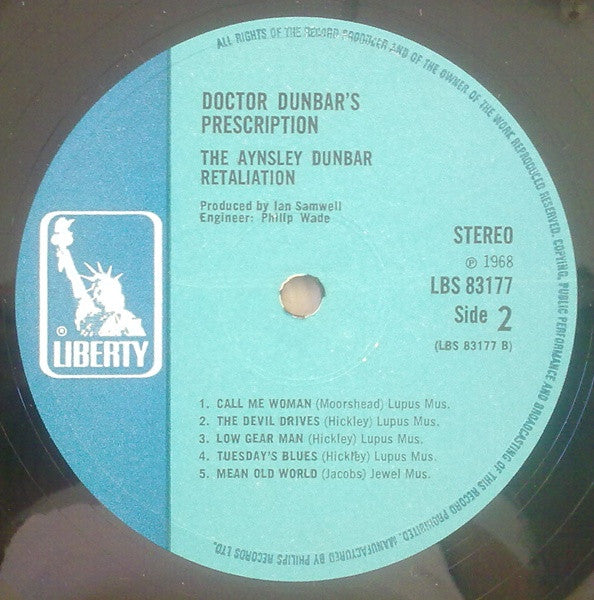 The Aynsley Dunbar Retaliation : Doctor Dunbar's Prescription (LP, Album)