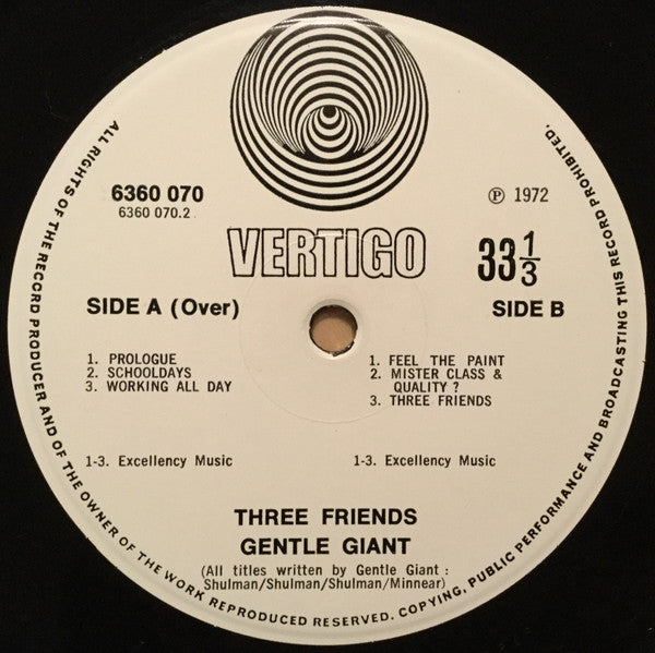 Gentle Giant : Three Friends (LP, Album, M/Print)
