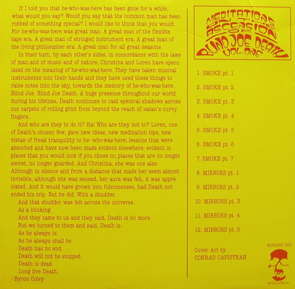 Loren Mazzacane Connors & Christina Carter : Meditations On The Ascension Of Blind Joe Death Vol. One (LP)