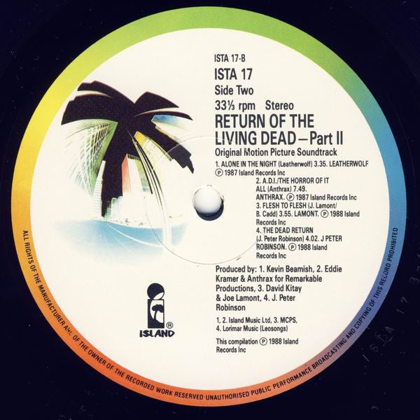 Various : Return Of The Living Dead Part II (Original Motion Picture Soundtrack) (LP, Comp)