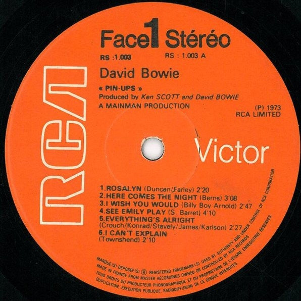 David Bowie : Pinups (LP, Album, Fre)