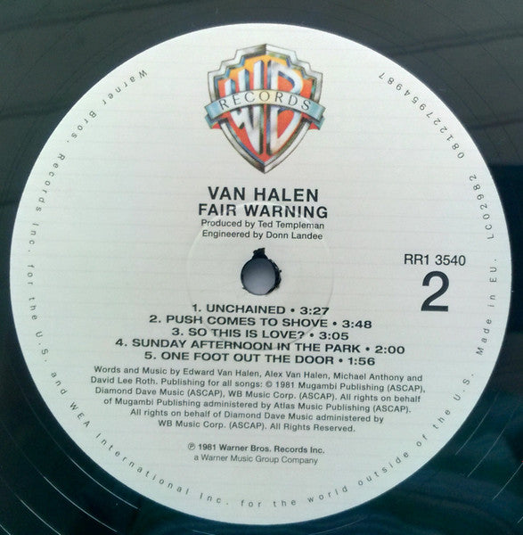 Van Halen : Fair Warning (LP, Album, RE, RM, 180)