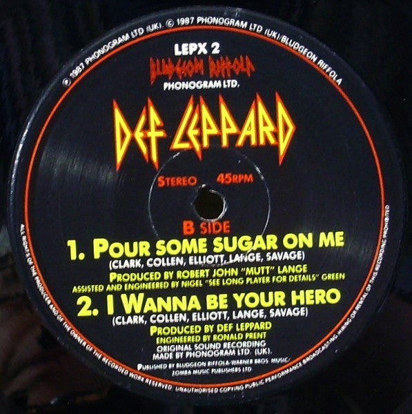 Def Leppard : Pour Some Sugar On Me (12", Single)