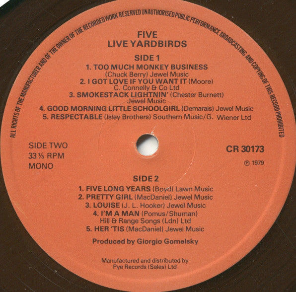 The Yardbirds : Five Live Yardbirds (LP, Album, Mono, RE)