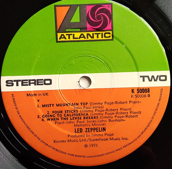 Led Zeppelin : Untitled (LP, Album, M/Print, RP, Gat)