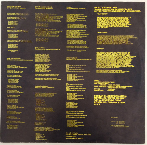 Metallica : Ride The Lightning (LP, Album)