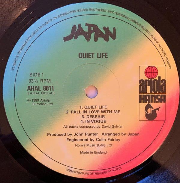 Japan : Quiet Life (LP, Album, RP, Gat)