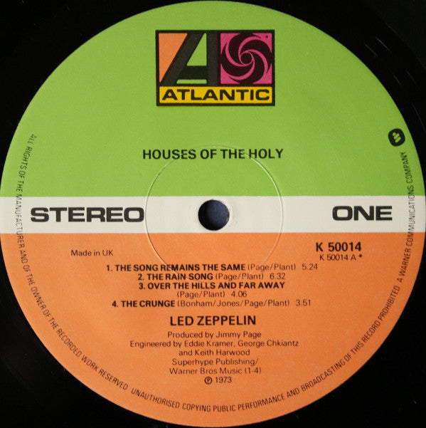 Led Zeppelin : Houses Of The Holy (LP, Album, RP, Str)