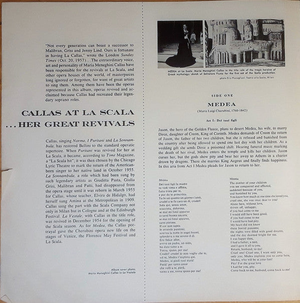 Maria Callas : Callas At La Scala (LP)