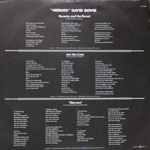 David Bowie : "Heroes" (LP, Album)