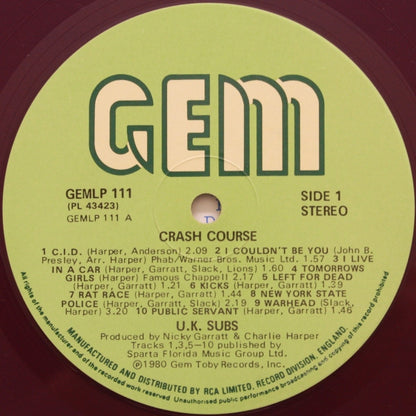 UK Subs : Crash Course - Live (LP, Album, Pur + 12", EP + Ltd)