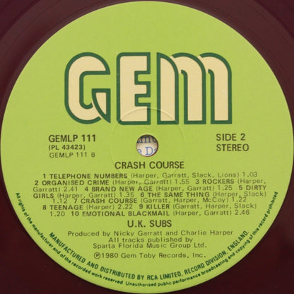 UK Subs : Crash Course - Live (LP, Album, Pur + 12", EP + Ltd)