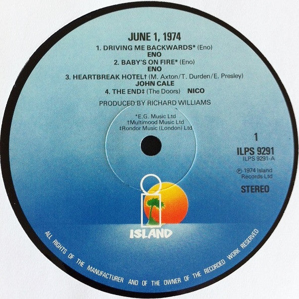 Kevin Ayers - John Cale - Eno* - Nico (3) : June 1, 1974 (LP, Album, RE)