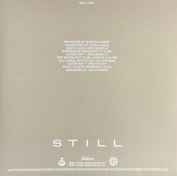 Joy Division : Still (2xLP, Album, Gat)