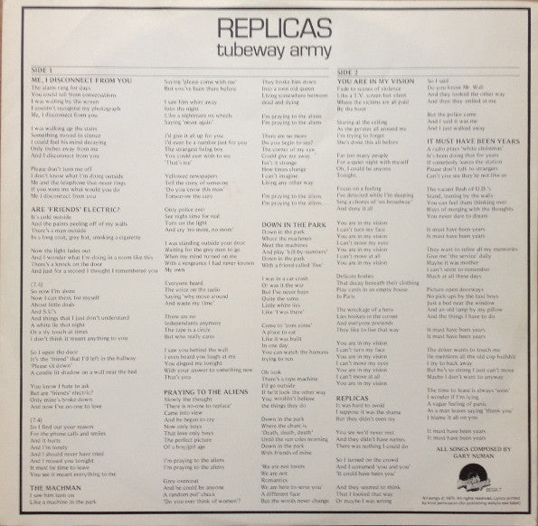 Tubeway Army : Replicas (LP, Album)