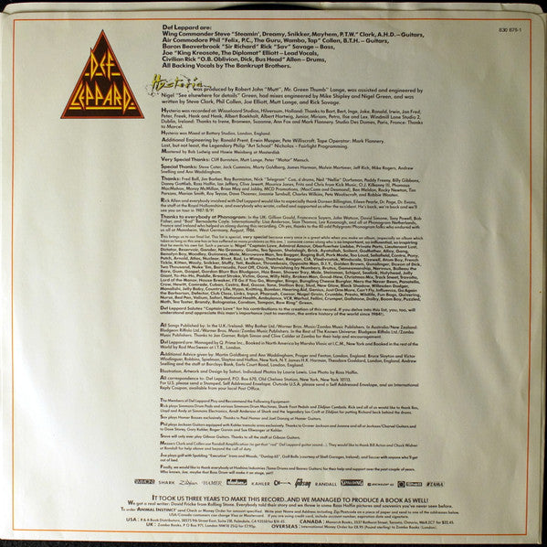 Def Leppard : Hysteria (LP, Album, Club)