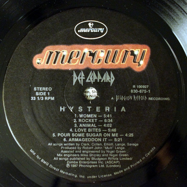 Def Leppard : Hysteria (LP, Album, Club)