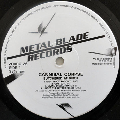 Cannibal Corpse : Butchered At Birth (LP, Album)