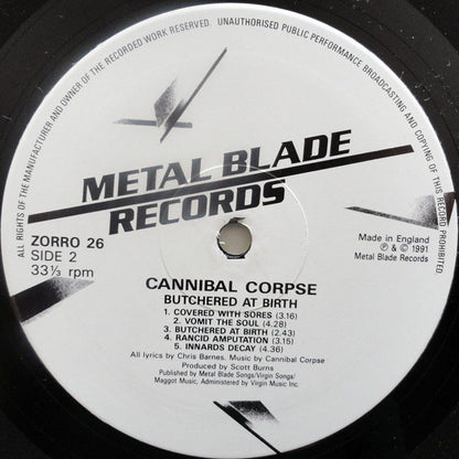 Cannibal Corpse : Butchered At Birth (LP, Album)