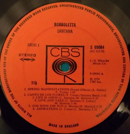 Santana : Borboletta (LP, Album)