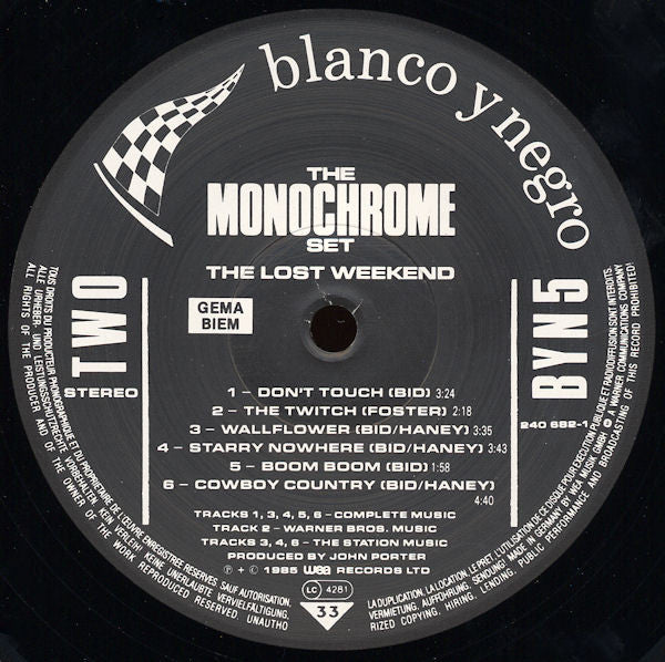 The Monochrome Set : The Lost Weekend (LP, Album)