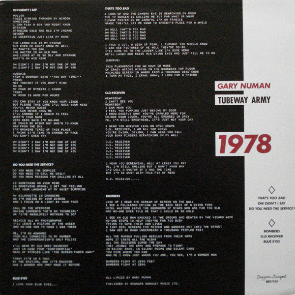 Numan* / Tubeway Army : 1978 (12", Comp, RE, Yel)