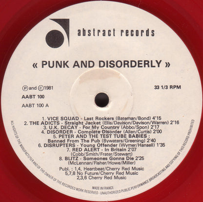 Various : Punk And Disorderly (LP, Comp, Red)