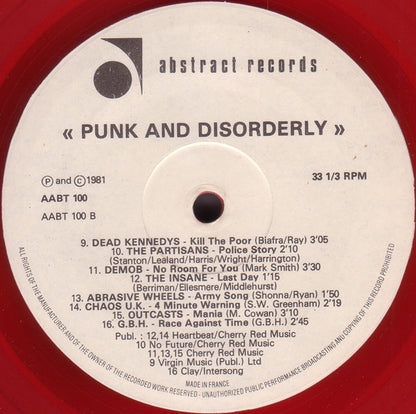 Various : Punk And Disorderly (LP, Comp, Red)