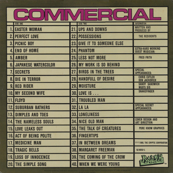 The Residents : Commercial Album (LP, Album)
