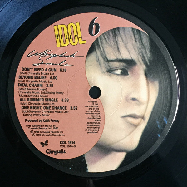 Billy Idol : Whiplash Smile (LP, Album, CBS)