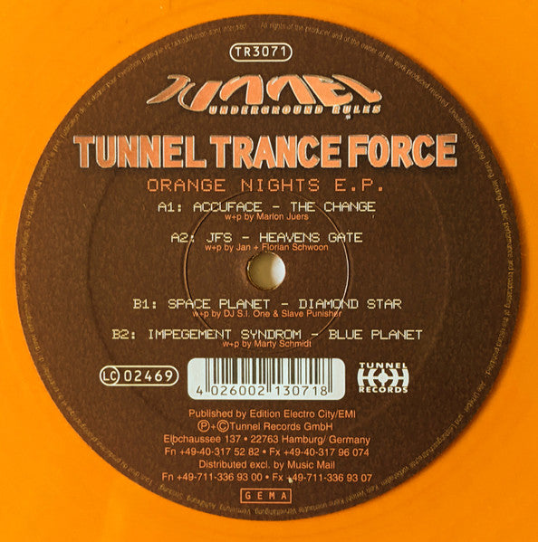 Various : Tunnel Trance Force - Orange Nights E.P. (12", EP, Ora)