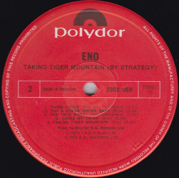 Eno* : Taking Tiger Mountain (By Strategy) (LP, Album, RE, Gat)