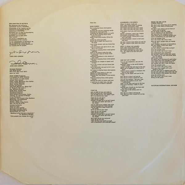 John Lennon : Mind Games (LP, Album)