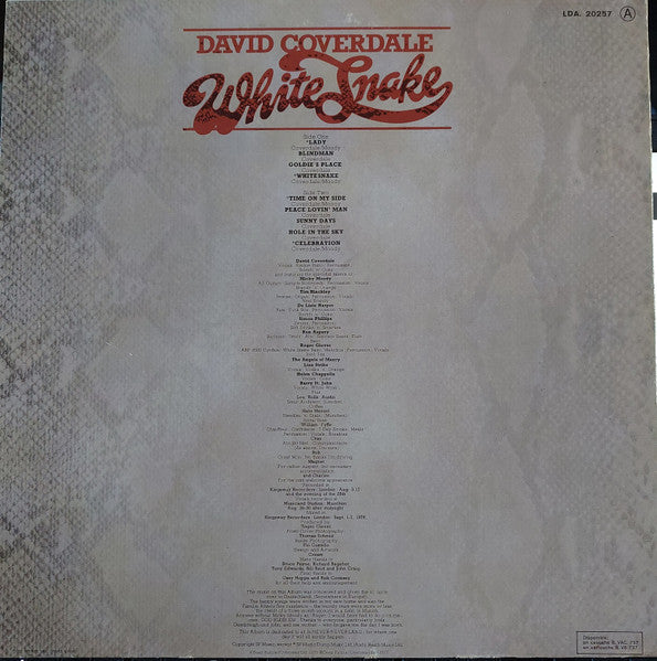David Coverdale : Whitesnake (LP, Album, MPP)