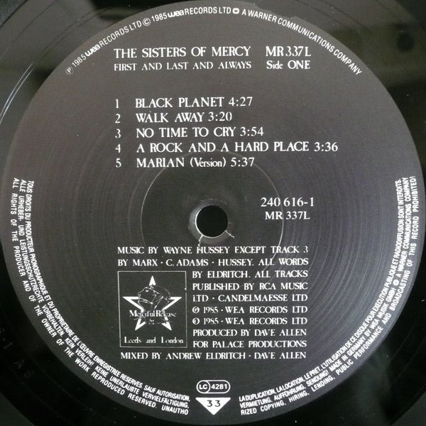 The Sisters Of Mercy : First And Last And Always (LP, Album, RE)